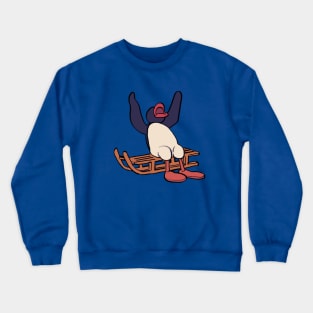 pengui pingu on a sleigh hands up to the sky Crewneck Sweatshirt